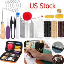 Leather Sewing Kit, Leather Stitching Kit with Sewing Awl, Needles, Waxed Thread
