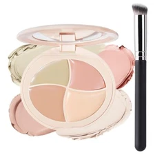 Pot Concealer Full Coverage kit with Brush for Older Women, 4 Nude Shades Under