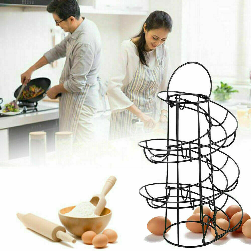 Spiral Skelter Egg Holder Stand Rack Storage Kitchen Utensil Holds up to 24 Eggs