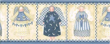 Debbie Mumm Country Angels Star Moon Heart BLUE Check Wall Wallpaper Border 