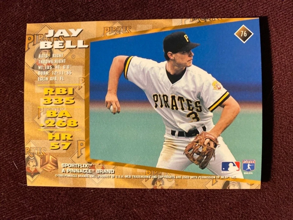 1995 Sportflix UC3 #76 Pirates Jay Bell Baseball Card - Image 2 of 2