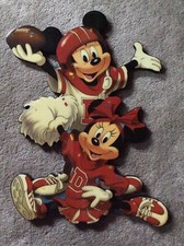 Rare Gallery 92 Disney Mickey Minnie Football Laminated Wood Wall Art 22