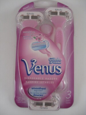 Gillette Venus Women's Disposable Razors - Single Package of 3 Razors Sensitive