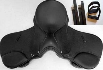 13'' 14'' 15'' Black All Purpose English EVENT JUMP Saddle Option of Lthrs & Irons