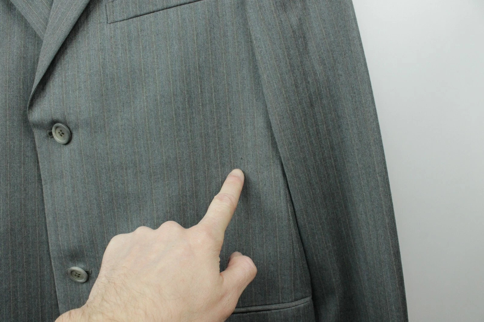 Versace Micro Spina di Pesce Grigio Lana Abito Formale Tuta Regular Fit Uomo 40 50R