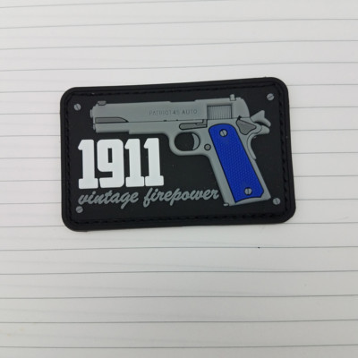 2Pcs 3D PVC 1911 Vintage Firepower Tactical Rubber Hook Patch