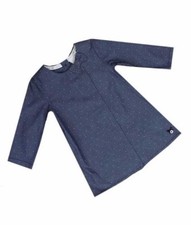 Ex Jasper Conran Baby Girl Chambray Blue Spot Tunic Bow Dress Age 3/6 Months £18