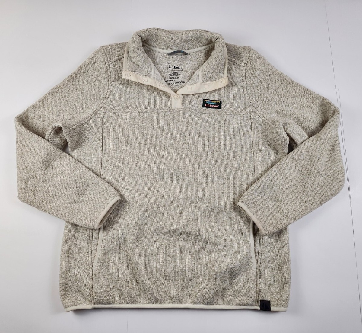 トップス Blanc YM Wool Fleece Snap Pullover Ruby LL Bean Womens Large 1/4 Snap Sweater Fleece Pullover Long