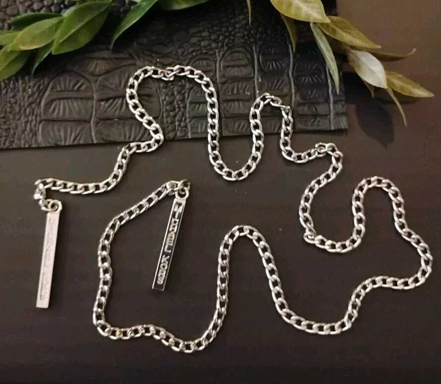 Collar Diseñador MICHAEL KORS Tono Plata Doble Lingote Lariat 26", ¡Usado! Foto 2 de 4