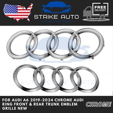 For Audi A6 2019-2024 Chrome Audi Ring Front & Rear Trunk Emblem Grille New