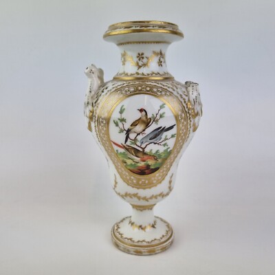 Antike frühe 19. Jahrhundert Dihl und Guerhard Porzellan Vase bemalt mit Vögel 18 cm A/F