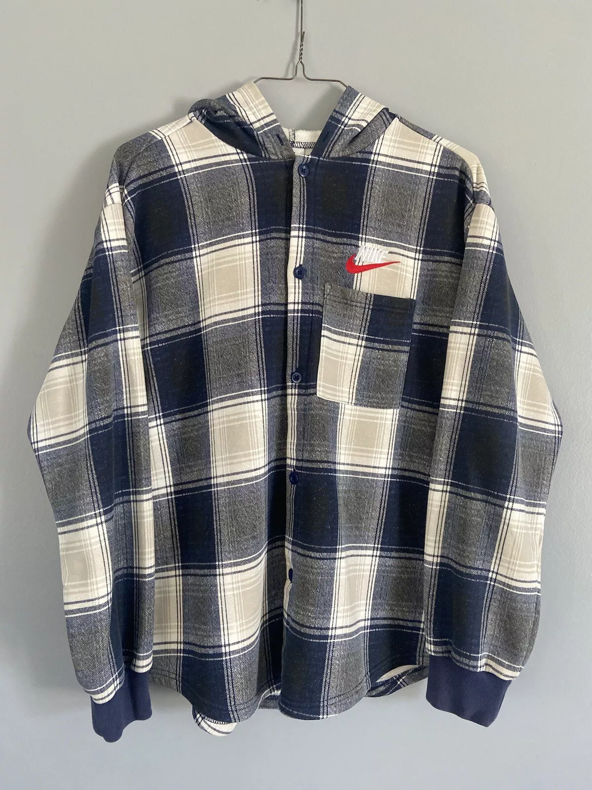 Sweat à capuche Supreme Nike à carreaux FW18 taille moyenne flanelle boutonnée 