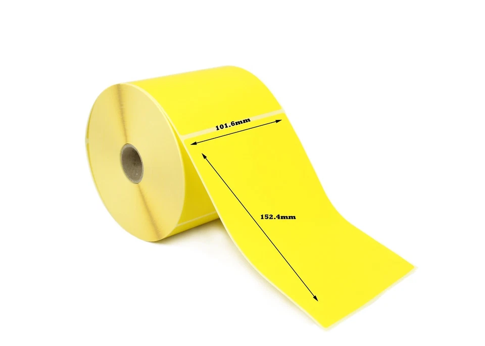 CDM LABELS 101,6 x 152,4 mm Gelb Thermotransfer/Semi Gloss Etiketten - Dauerwelle Klebend.