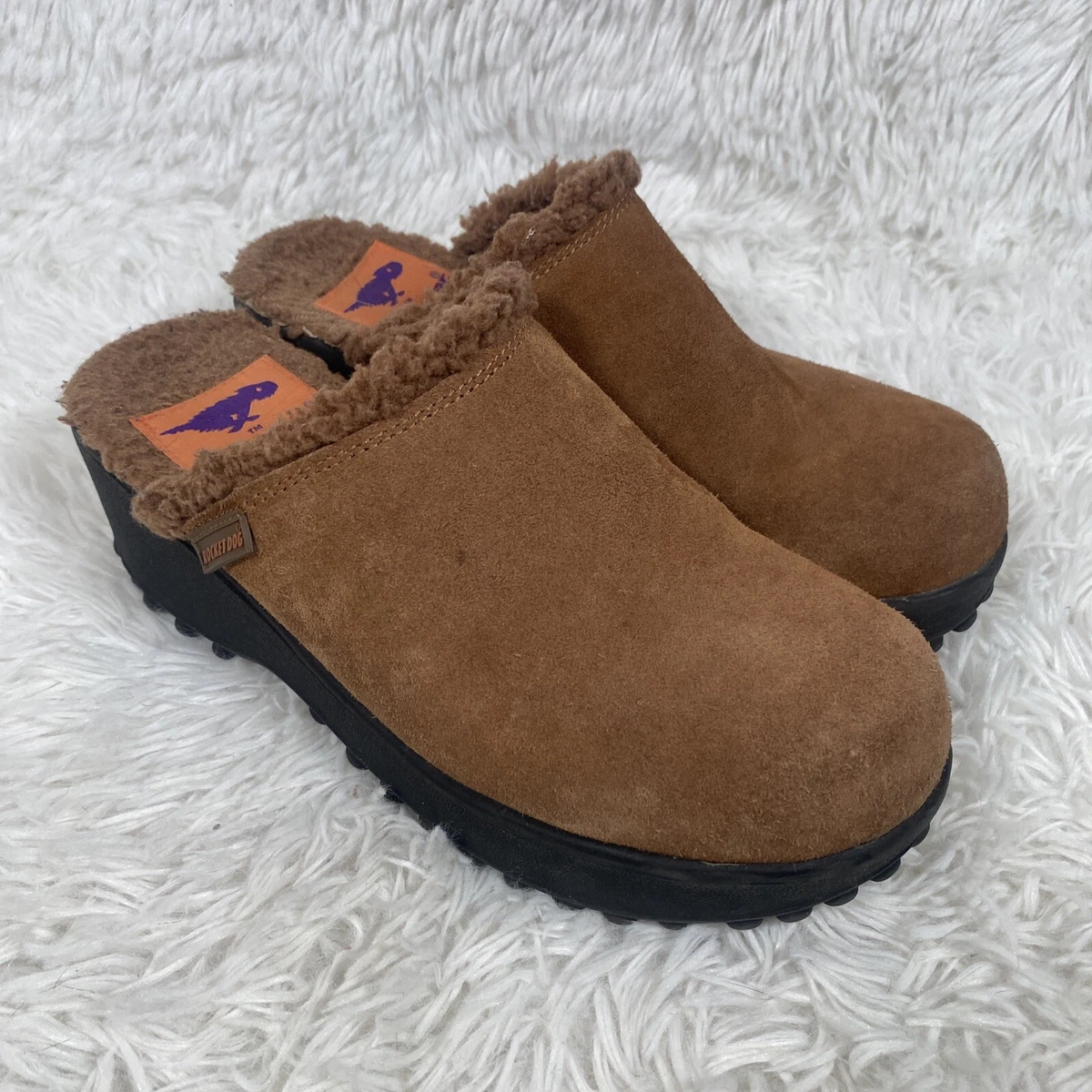 Rocket Dog Womens Size 9 Brown Suede Fur Lined Clogs Slip On Mules