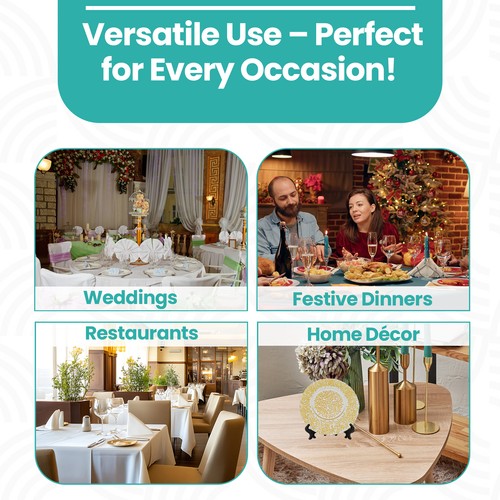 1-12pcs Charger Plates Wedding Party Round Dining Table Place Setting Decoration - Picture 178 of 253