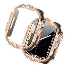 Diamond Case Tempered Glass Portector Cover for Apple Watch Series 9/8/7/6/5/SE