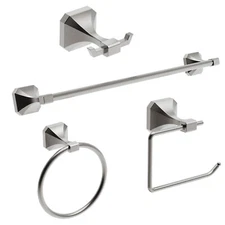 4 Piece Bathroom Hardware Accessories Set with 25" Towel Bar - Brushed Nickel
