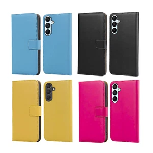 Etui portefeuille en cuir pour Samsung Galaxy S22 S23 flip book phone couverture jaune bleu