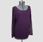 NWT DKNY Laser Cut Long Sleeve Shirt Size XL Eggplant Purple
