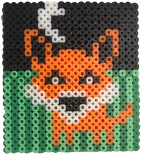 Fuse Bead Coaster - Fox & Crescent Moon design - hand-made by a Kid Entrepreneur