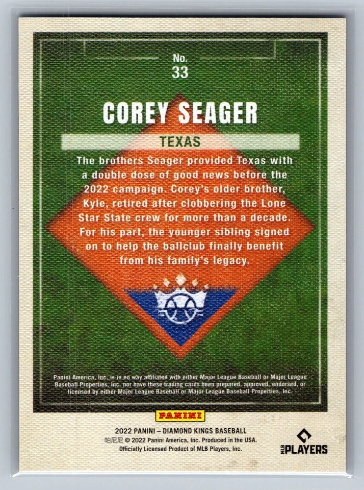 2022 Panini Diamond Kings #33 Corey Seager Framed Plum - Image 2 of 2