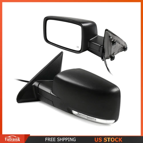 For 2009-2015 Dodge Ram LH+RH Side Power Signal Heated Black Exterior Mirrors