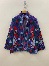 Cotton Suzani Peacock Embroidery Jacket Winter Boho Jacket Coat Women's Coat