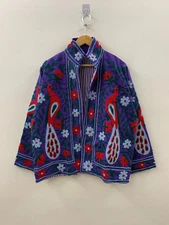 Cotton Suzani Peacock Embroidery Jacket | Winter Boho Jacket Coat | Women's Coat