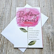 American Greetings Birthday Card Love Pink Flower Jewels Glitter Heart 6x8