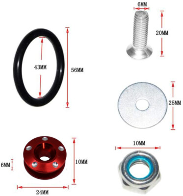 Blue Aluminum Quick Release Fasteners Kit For Race Car Bumpers & Fenders | Track Day