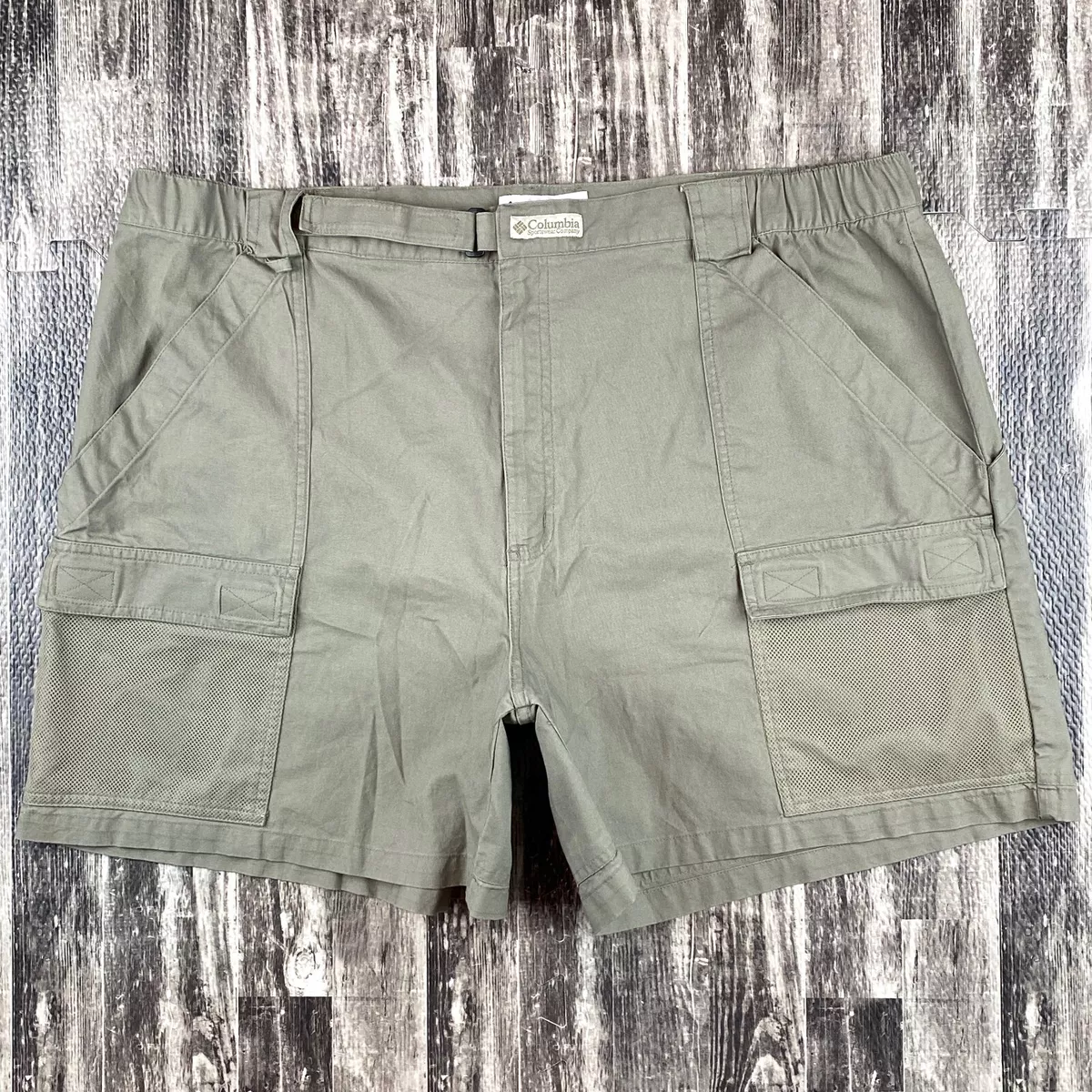 New Columbia PFG Mens Adventure Cargo 5.5 Inseam Shorts Size 2X in Green