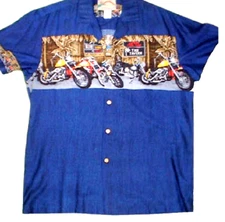 Vintage Paradise Found Hawaiian Shirt Mens Size 3XL Motorcycle Biker Hawaii