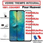 VITRE VERRE TREMPE INTEGRALE HUAWEI P30 Lite P20 P10 Mate 20 Pro COUVERT TOTAL