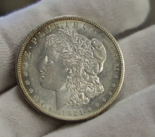 1921 D US Morgan Silver Dollar $1 AU+