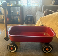 Red Kids Pull Wagon with Black Handle, 4 Wheels