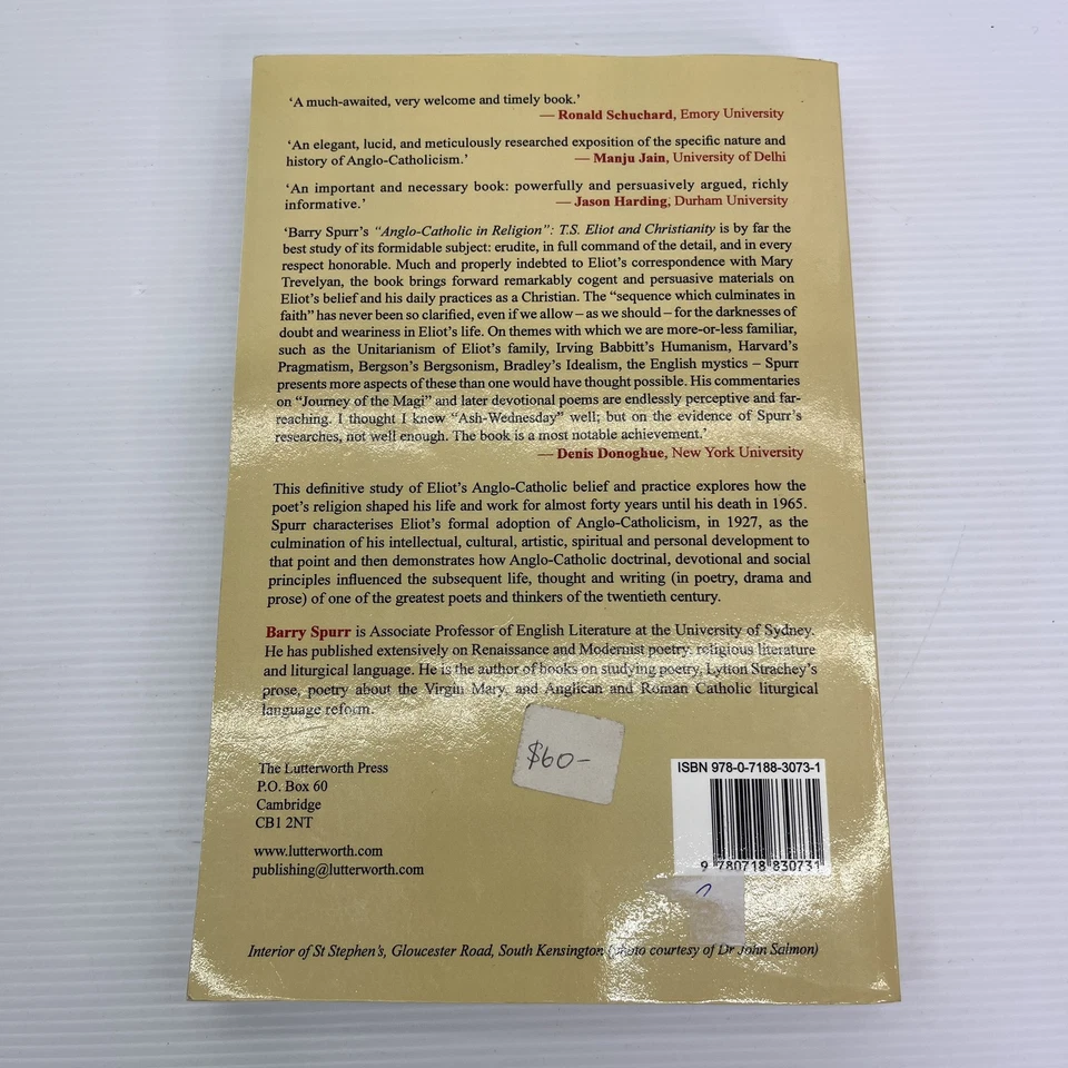 Anglo-Catholic in Religion: T.S. Eliot and Christianity by Barry Spurr Paperback - image 2 of 4