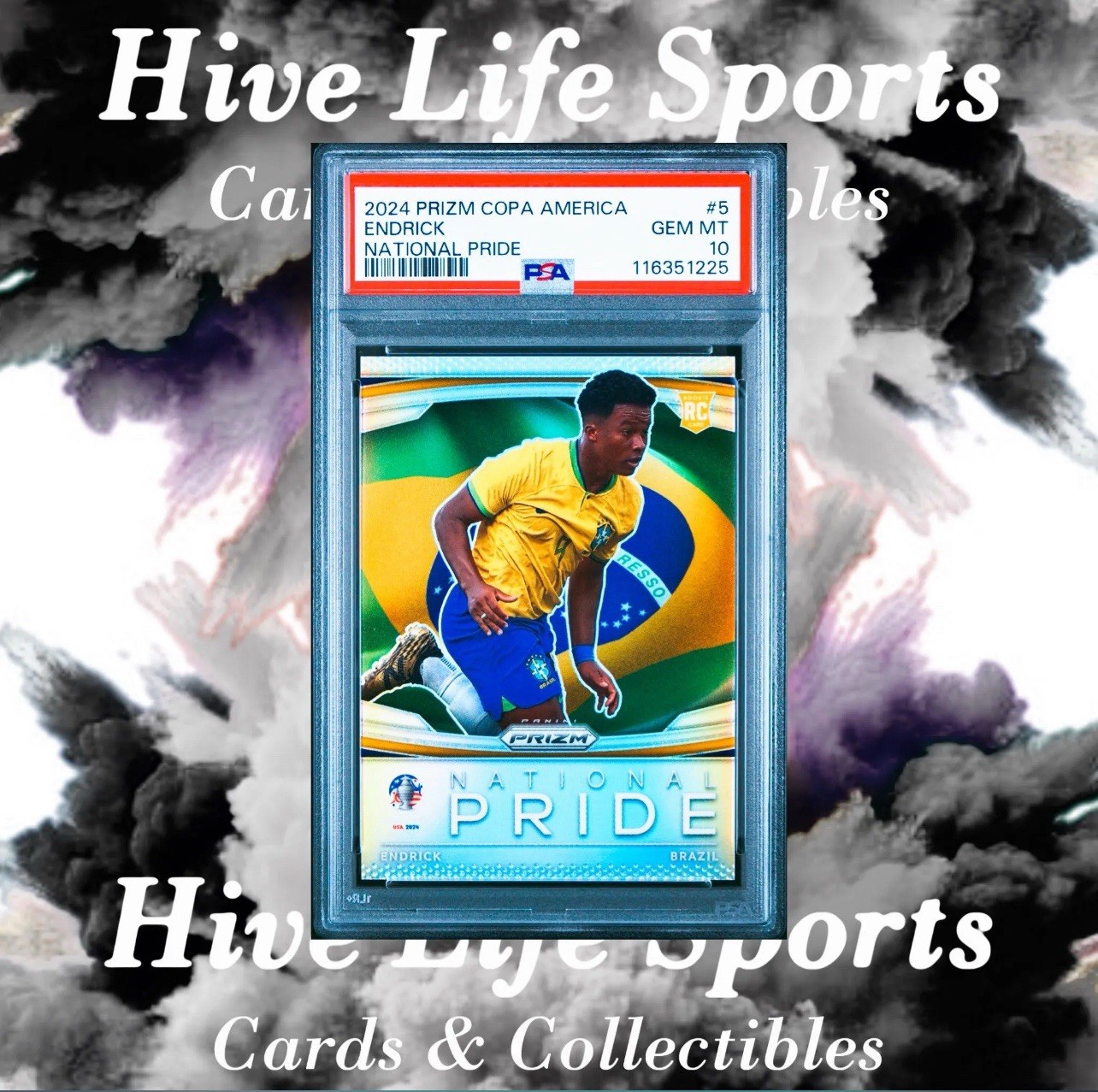 Endrick 2024 Panini Prizm Copa America National Pride RC #5 Brazil PSA 10