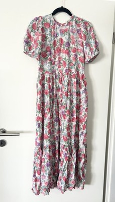Maxi Kleid Stradivarius Damen Gr. S 36 Puffärmel Blumen Muster Sommerkleid