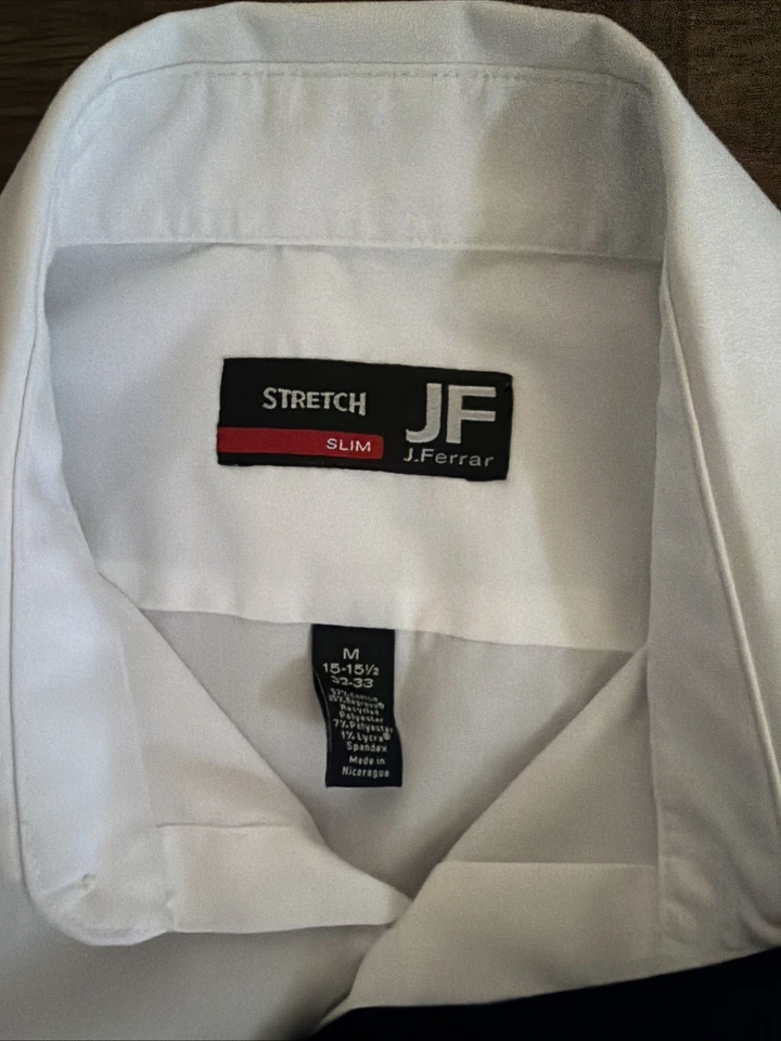 J. Ferrar Lote de 2 Camisas de Vestir Para Hombre Cuello Talla 15 1/2 32 33 Medianas Delgadas Foto 3 de 4