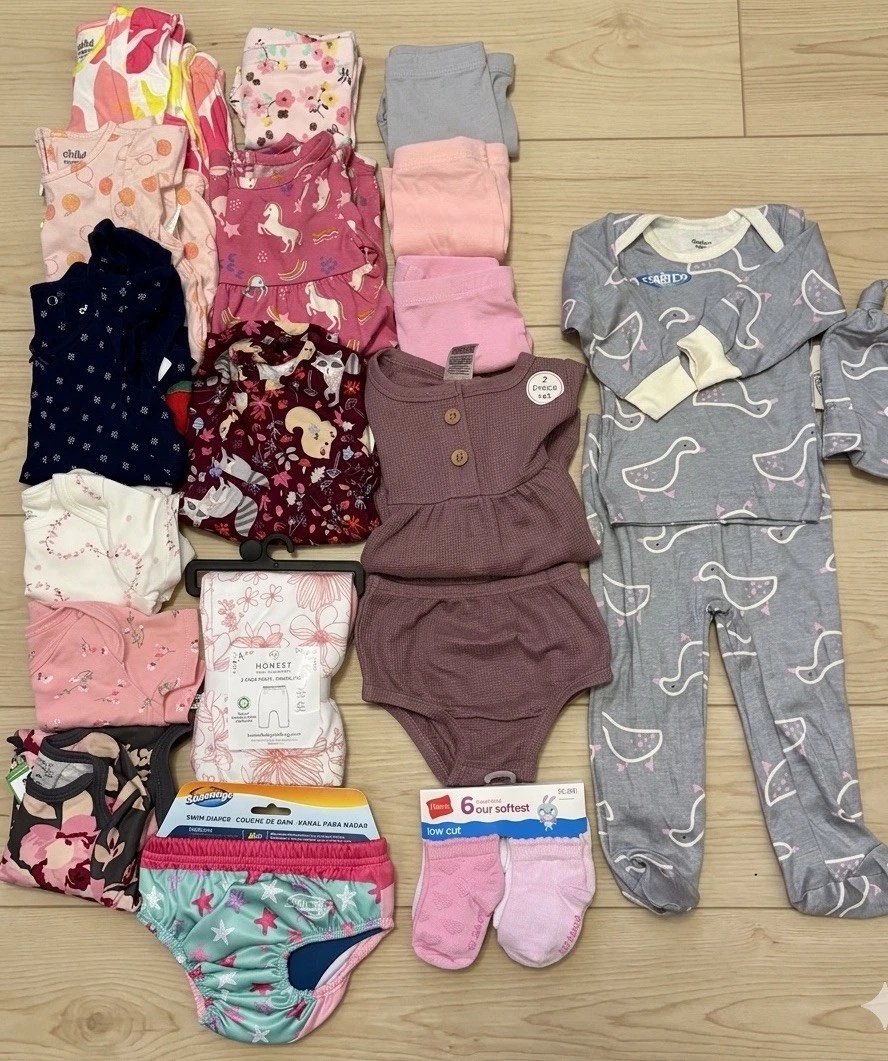 NWT/NWOT Baby Girls Mixed Clothing & Swimsuit Lot, Sizes 6/9M &12M, 26pc