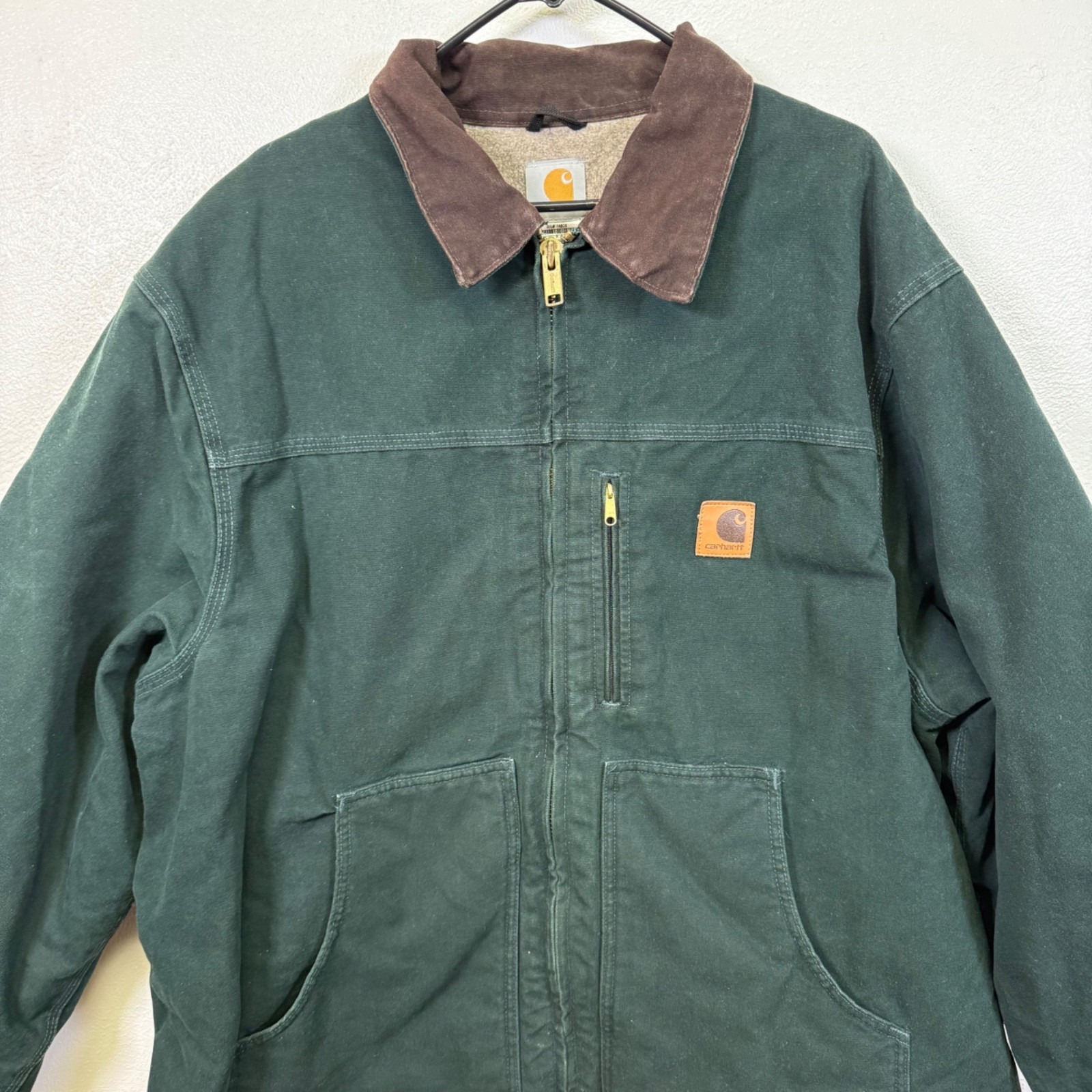 Carhartt C61 SPC Spruce Green Mens 2XL R Sherpa Lined Work  Jacket Canvas Chore thumbnail 13