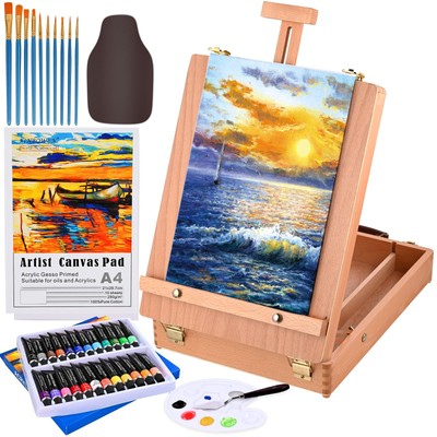 Tabletop Easel Acrylic Paint Set, 40 Pack Painting Kits for Adults, Painting ...