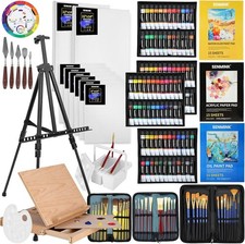 149Pcs Deluxe Artist Painting Set with Aluminum and Beech Wood Easel, 48 Colors