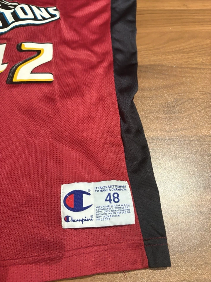 Camiseta deportiva rara vintage Champion Jerry Stackhouse Detroit Pistons talla 48 Foto 4 de 4