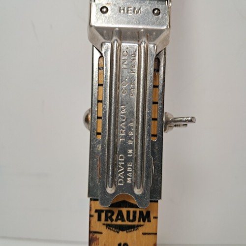 Vtg. David Traum Co Skirt Hem Ruler Marker Tool Tailor Sewing Seamstress 15 Inch - Picture 2 of 7