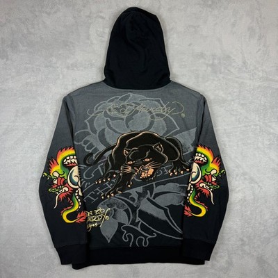 Vintage Ed Hardy 2000s Y2K Christian Audigier Black Panther XXL Full Zip Hoodie