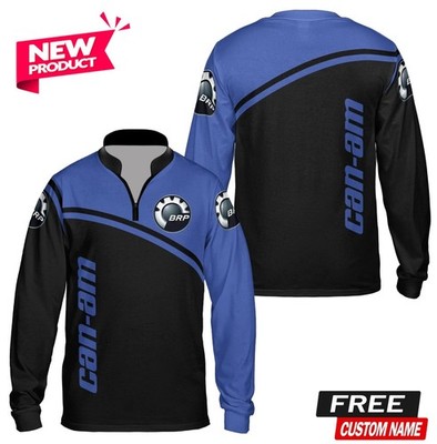 Custom Name - Men's Can-am Logo 3D polyester Long Sleeve Zip Jersey Shirt