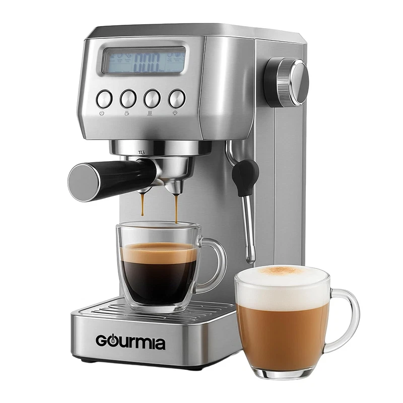 Gourmia Slim Espresso Machine Milk Frother LCD