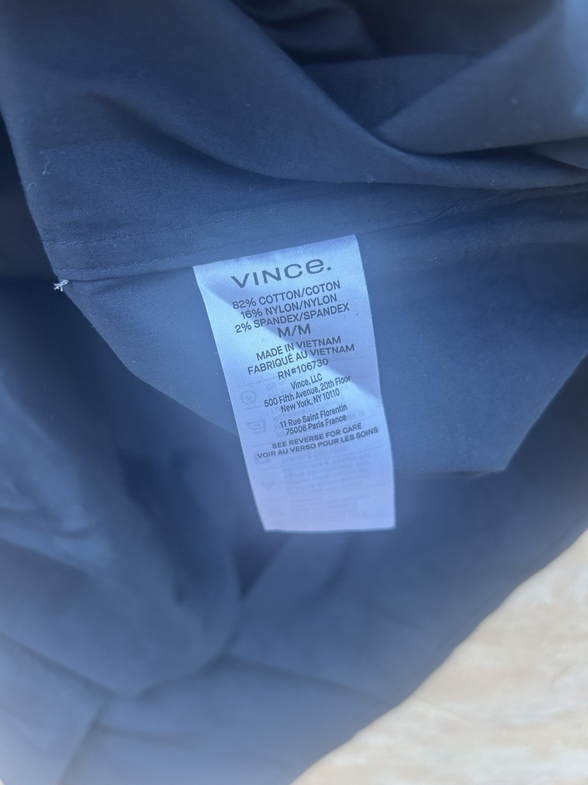 Vince Navy Solid Long Sleeve Button Down Size Med… - image 3