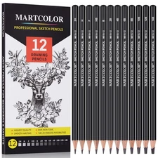 MARTCOLOR Drawing Sketching Pencils Set, 12 Pack Graphite Pencils14B - 2H,
